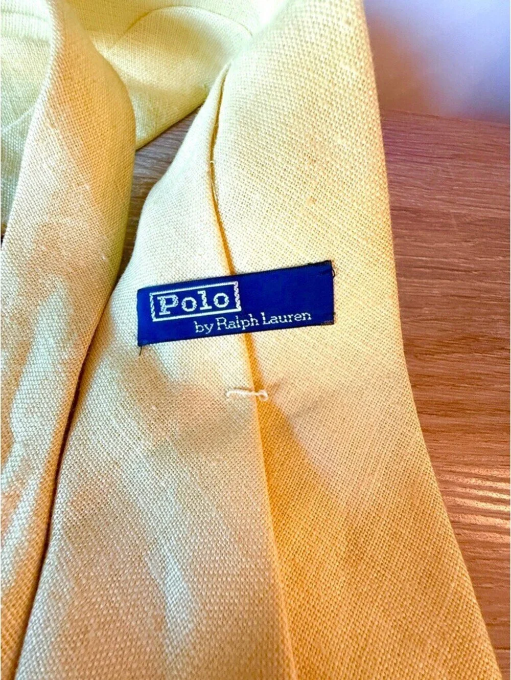 Polo Ralph Lauren 80s 90s Yellow Linen Tie Made USA 4